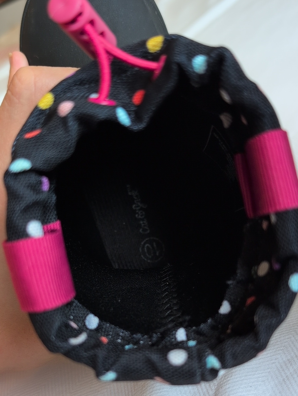 Cat & Jack Toddler Girls Black Multi Color Polka Dot Rain Boots 10 - Picture 8 of 9